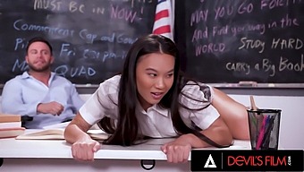 Horny Asian Student Gets Her Tight Coochie Drilled By Teacher'S Big Dick