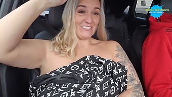 Sexy Striptease On A Sunny Day In A Vehicle