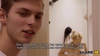 Big Tits Blonde Coed Gets Friendly With Stepmom'S Friend In Bathroom