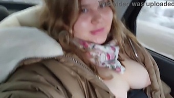 Fatty Chick With Massive Boobs Pleasures Herself In The Back Of A Car