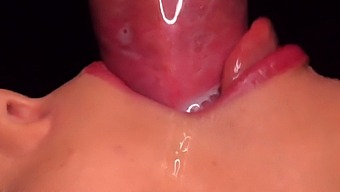 Intense Close-Up Of Girl Popping Condom And Receiving Facial Cumshot