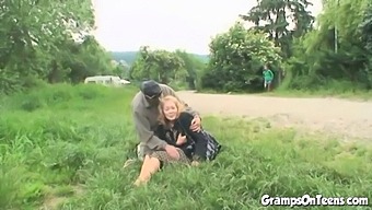 A Young Woman Engages In Sexual Activity With An Older Man'S Penis Inside Her Vagina