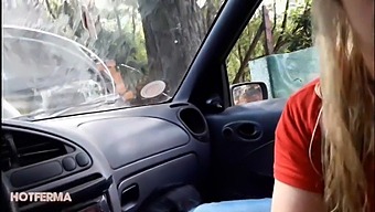 Stranger'S Tongue Exploration In A Car